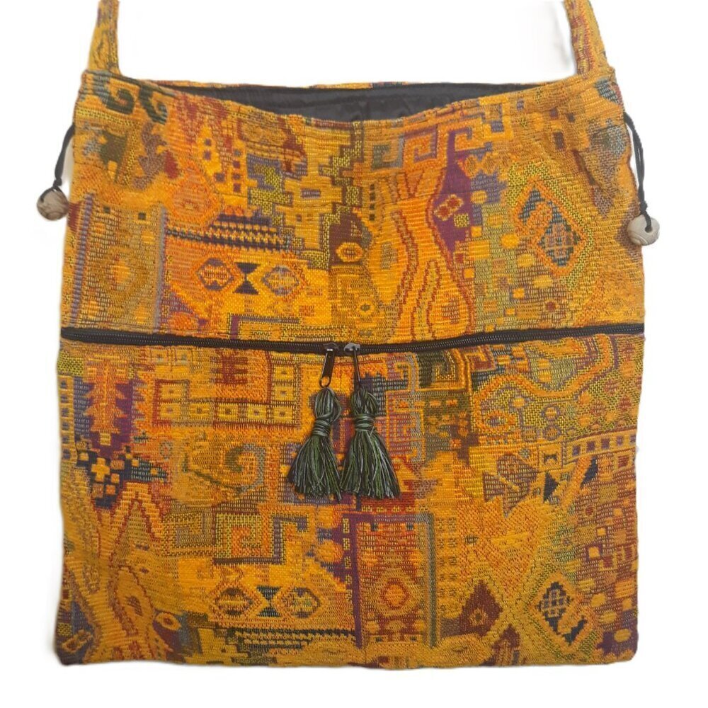 Anter Tassel Tapestry Hand Woven Crossbody Bag Boho Fabric Magic Carpet